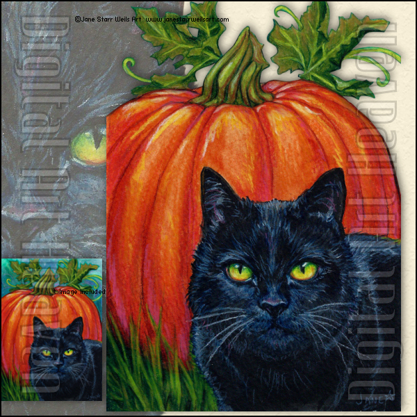 JaneStarrWeils-BlackCat&Pumpkin